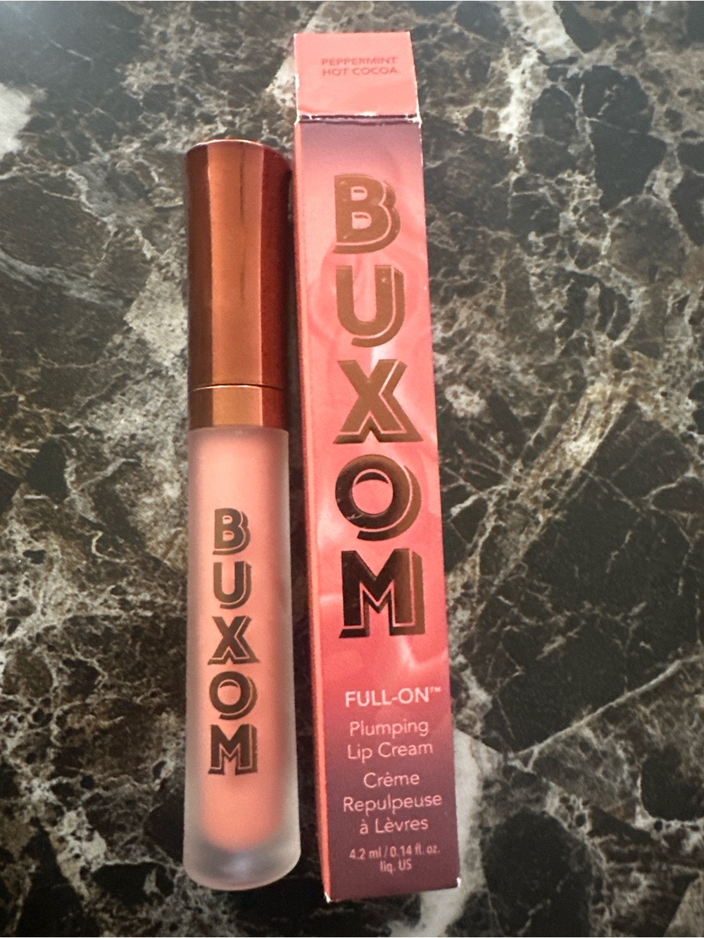 Buxom Full-On Plumping Lip Cream — Peppermint Hot Cocoa (peachy pink)